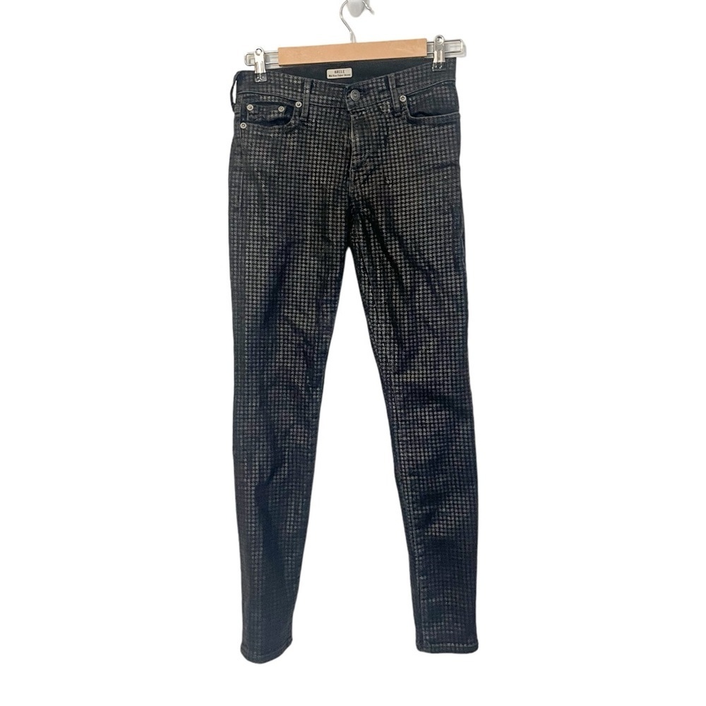 True Religion Halle Super Skinny Houndstooth Metallic Black Jeans